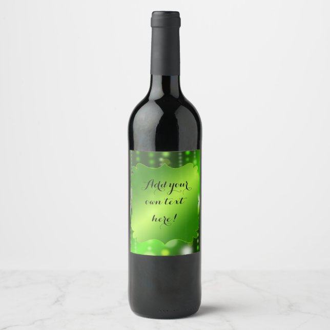 Rótulo Para Garrafa De Vinho Green Satin e Sparkles Party | Personalizado (Frente)