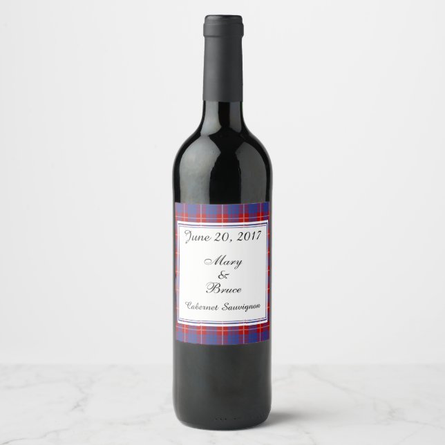 Rótulo Para Garrafa De Vinho Hamilton Scottish Wedding Wine Label (Frente)