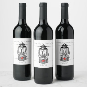 Rótulo Para Garrafa De Vinho Happy hour da noite do acampamento