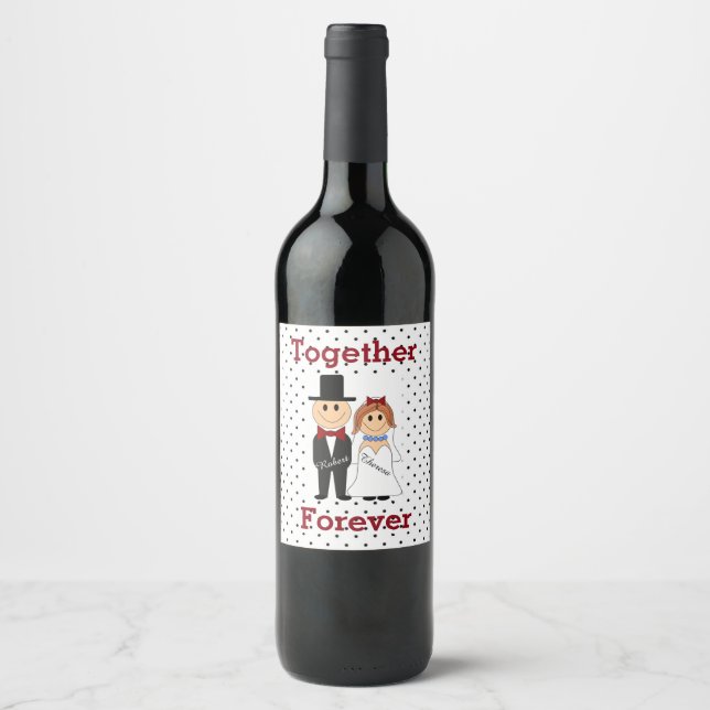 Rótulo Para Garrafa De Vinho Juntos para sempre (Frente)