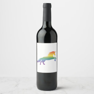 Rótulo Para Garrafa De Vinho Lgbt do Rainbow Unicorn
