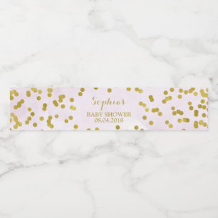 Rótulo Para Garrafa De Vinho Luz - chá de fraldas Dourado dos confetes da