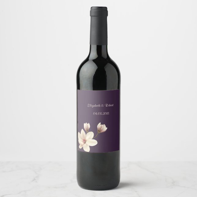 Rótulo Para Garrafa De Vinho Magnólia Chic Elegante (Frente)