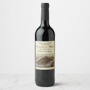 Rótulo Para Garrafa De Vinho Mapa antigo de Nova Iorque nº 2 Distante BG B