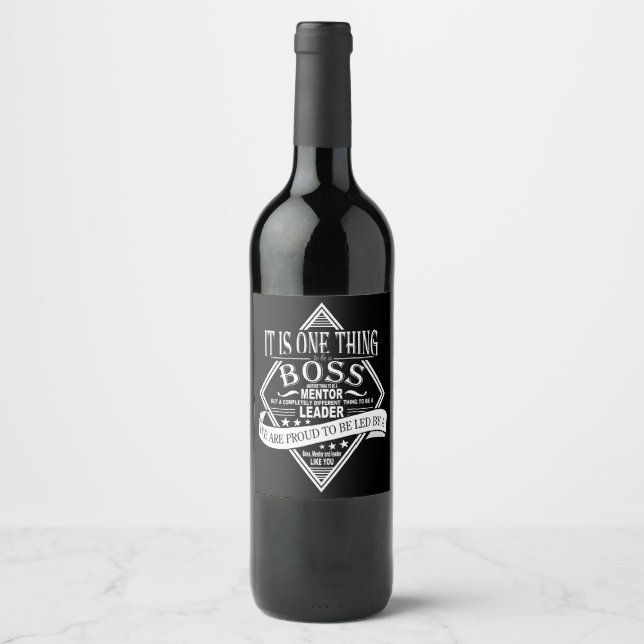 Rótulo Para Garrafa De Vinho Melhor Chefe Apreciação Dom Vinho Líder do Rótulo (Frente)