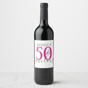 Rótulo Para Garrafa De Vinho Moderno 50 e Fabulosa Festa de aniversário de ró