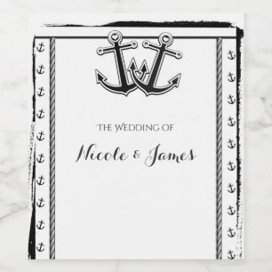 Rótulo Para Garrafa De Vinho Náutica Amarra Vinho Elegante De Casamento De Prai