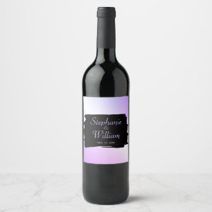 Rótulo Para Garrafa De Vinho Nomes de Casamento de lavanda e Data