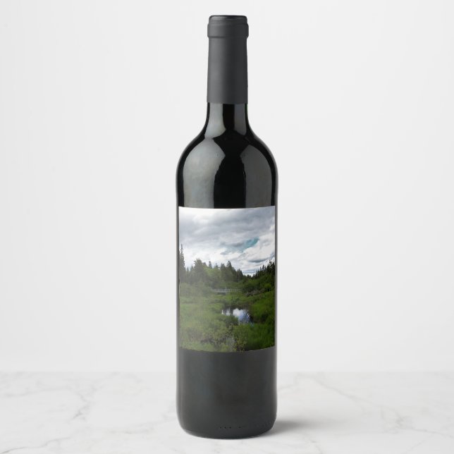 Rótulo Para Garrafa De Vinho O caribu Plains a ponte (Frente)