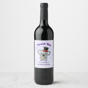 Rótulo Para Garrafa De Vinho Obrigado do noivo você urso de Koala com chalaça