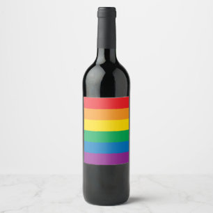 Rótulo Para Garrafa De Vinho Orgulho Design de arco-íris colorida
