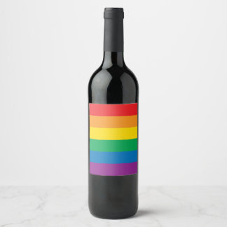 Rótulo Para Garrafa De Vinho Orgulho | Design de arco-íris colorida