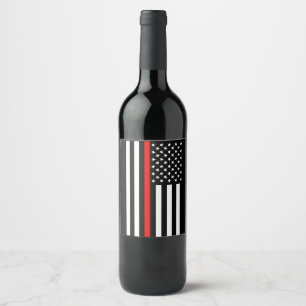 Rótulo Para Garrafa De Vinho Os EUA embandeiram a linha vermelha fina memorial