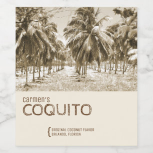 Rótulo Para Garrafa De Vinho Palmeira tropical do coco para o Coquito