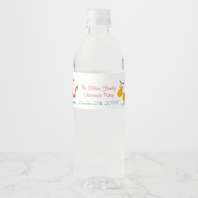 Rótulo Para Garrafa De Vinho Papai Noel, Reindeer e Natal (Frente)