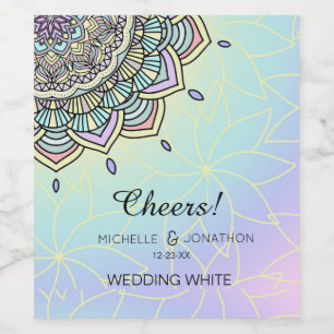 Rótulo Para Garrafa De Vinho Pastel Glow Mandala ID359