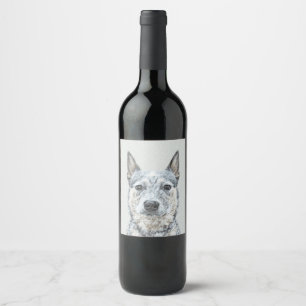 Rótulo Para Garrafa De Vinho Pintura Australiana de Cães de Gado - Arte Origin
