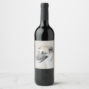 Rótulo Para Garrafa De Vinho Pintura Chinook (Ouvidos Soltos) - Arte Cachorro O
