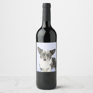 Rótulo Para Garrafa De Vinho Pintura de Cardigan Welsh Corgi - Arte Original pa