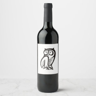 Rótulo Para Garrafa De Vinho Preto do símbolo da coruja