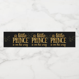 Rótulo Para Garrafa De Vinho Príncipe Chá de fraldas Royal Black Gold Foil Boy