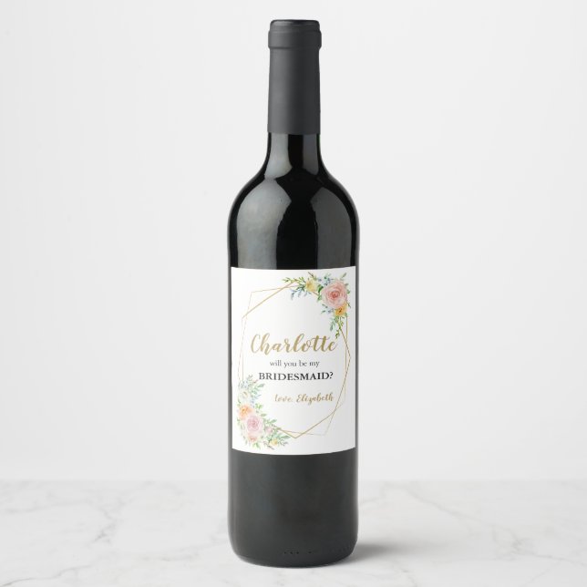 Rótulo Para Garrafa De Vinho Proposta de Bridesmaid para o rótulo do vinho (Frente)