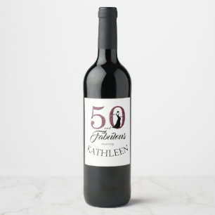 Rótulo Para Garrafa De Vinho Purple 50 e Fabuloso nome personalizado de Festa d