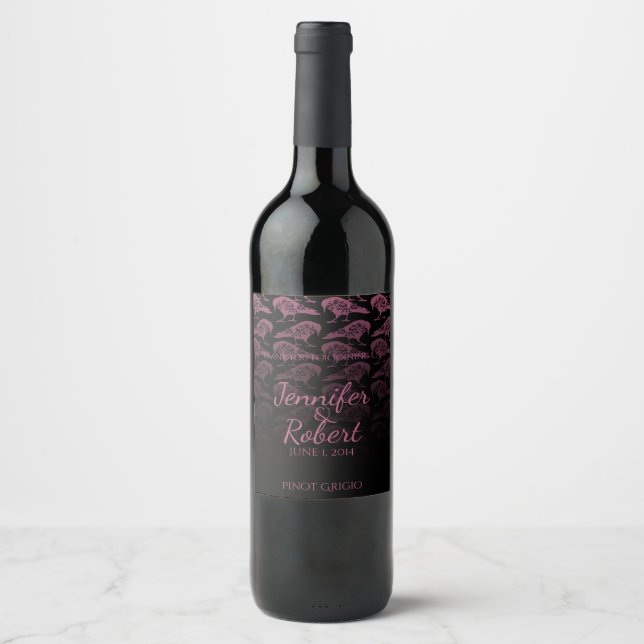 Rótulo Para Garrafa De Vinho Raven Gothic Weding Label (Frente)