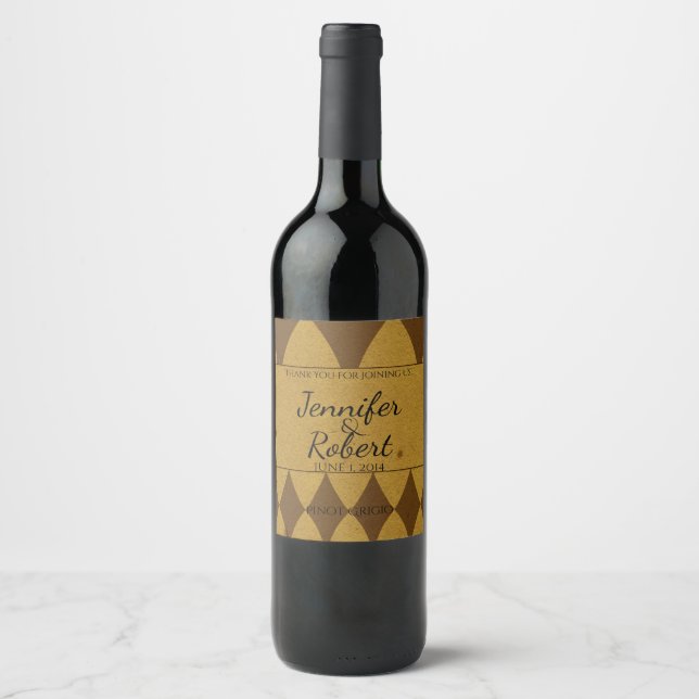 Rótulo Para Garrafa De Vinho Rótulo Antiquado do Padrão de Vinho do Diamond Har (Frente)