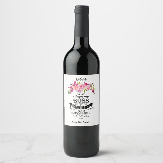 Rótulo Para Garrafa De Vinho Rótulo Boss Wine dia ou semana de apreciação. (Frente)