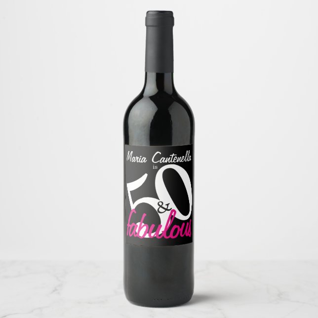 Rótulo Para Garrafa De Vinho Rótulo de vinho com 50 e nome fabuloso personaliza (Frente)
