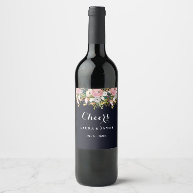 Rótulo Para Garrafa De Vinho Rótulo de Vinho de Casamento Cheers Botânico da Ma (Frente)