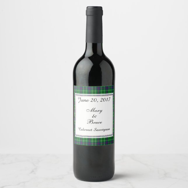 Rótulo Para Garrafa De Vinho Rótulo de Vinho de Casamento da Escócia Duncan (Frente)
