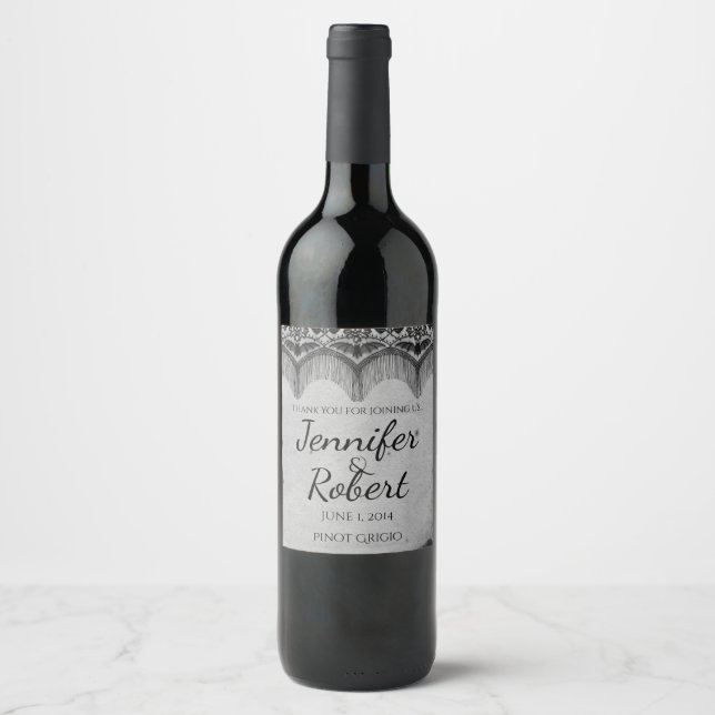 Rótulo Para Garrafa De Vinho Rótulo de Vinho de Casamento de Pé Gótico Elegante (Frente)