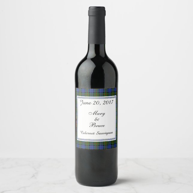 Rótulo Para Garrafa De Vinho Rótulo de Vinho de Casamento escocês Colquhoun (Frente)