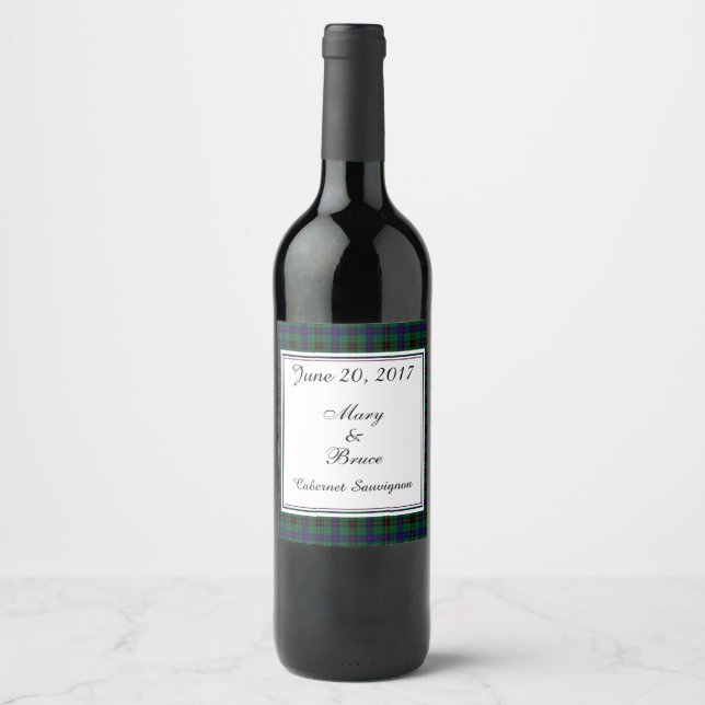Rótulo Para Garrafa De Vinho Rótulo de Vinho de Casamento escocês Davidson (Frente)