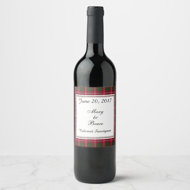 Rótulo Para Garrafa De Vinho Rótulo de Vinho de Casamento escocês de Crawford (Frente)