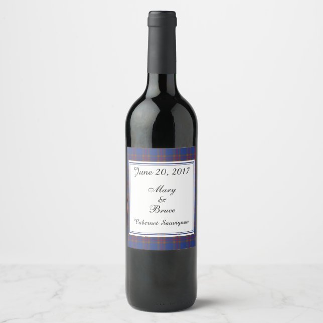 Rótulo Para Garrafa De Vinho Rótulo de Vinho de Casamento Escocês Elliot (Frente)