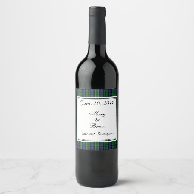 Rótulo Para Garrafa De Vinho Rótulo de Vinho de Casamento Escocês MacCallum (Frente)