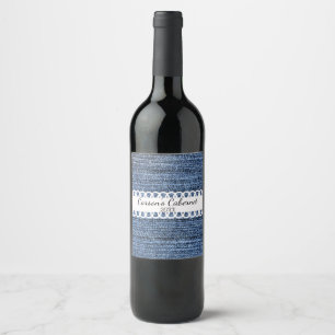 Rótulo Para Garrafa De Vinho Rótulo de Vinho de Design Denim e Fita
