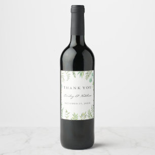 Rótulo Para Garrafa De Vinho Rótulo de Vinho de Noiva com Coroa de Folhas Verde