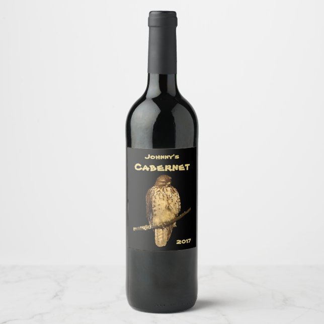 Rótulo Para Garrafa De Vinho Rótulo de Vinho de Pássaro Malhado Vermelho (Frente)