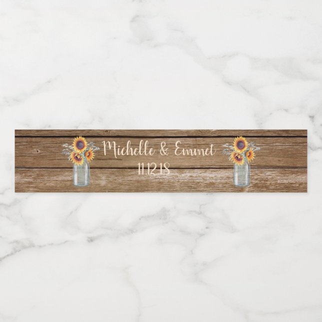 Rótulo Para Garrafa De Vinho Rótulo Rótulo de Garrafa Rústica de Girassol (Rótulo Único)