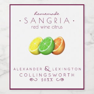 Rótulo Para Garrafa De Vinho Sangria Red