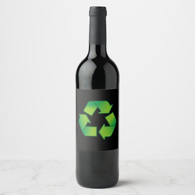 Rótulo Para Garrafa De Vinho Símbolo do reciclagem (Frente)
