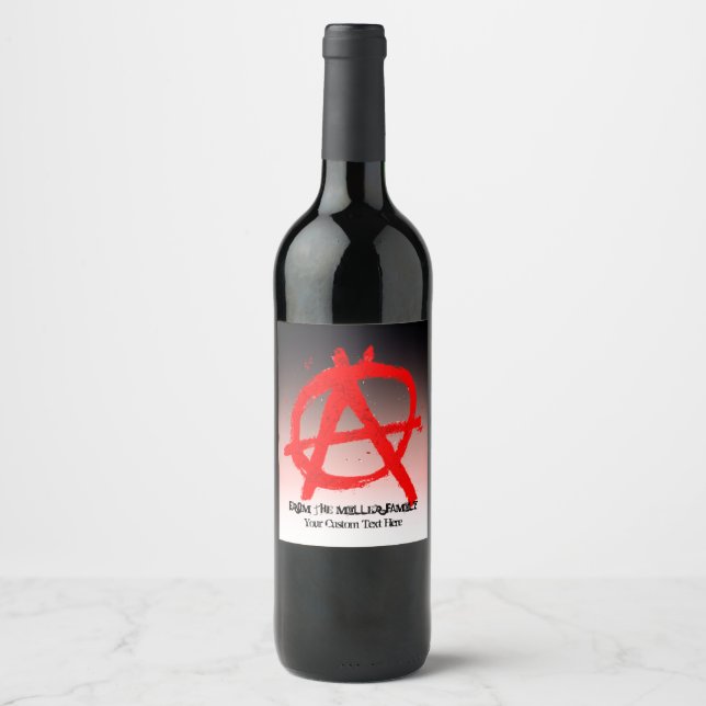 Rótulo Para Garrafa De Vinho Símbolo Grungy Red Anarchy (Frente)