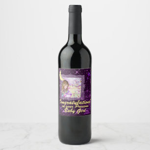 Rótulo Para Garrafa De Vinho Sonhos de Carrossel Purpura Listrado Brilho Falso