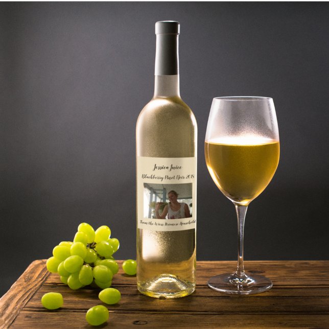 Rótulo Para Garrafa De Vinho Tan casual personalizado | Foto | (Criador carregado)