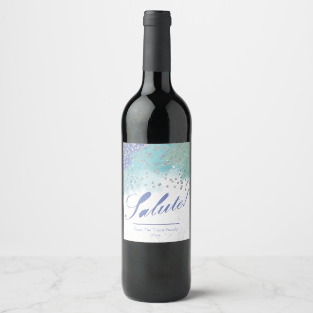 Rótulo Para Garrafa De Vinho Tinta Moderna, Salute! (Frente)