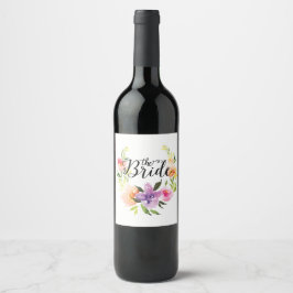 Rótulo Para Garrafa De Vinho Tipografia Negra Brilhante, Terra Floral Colorida